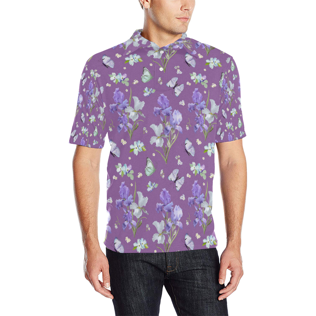 Iris Pattern Print Design IR09 Men Polo Shirt