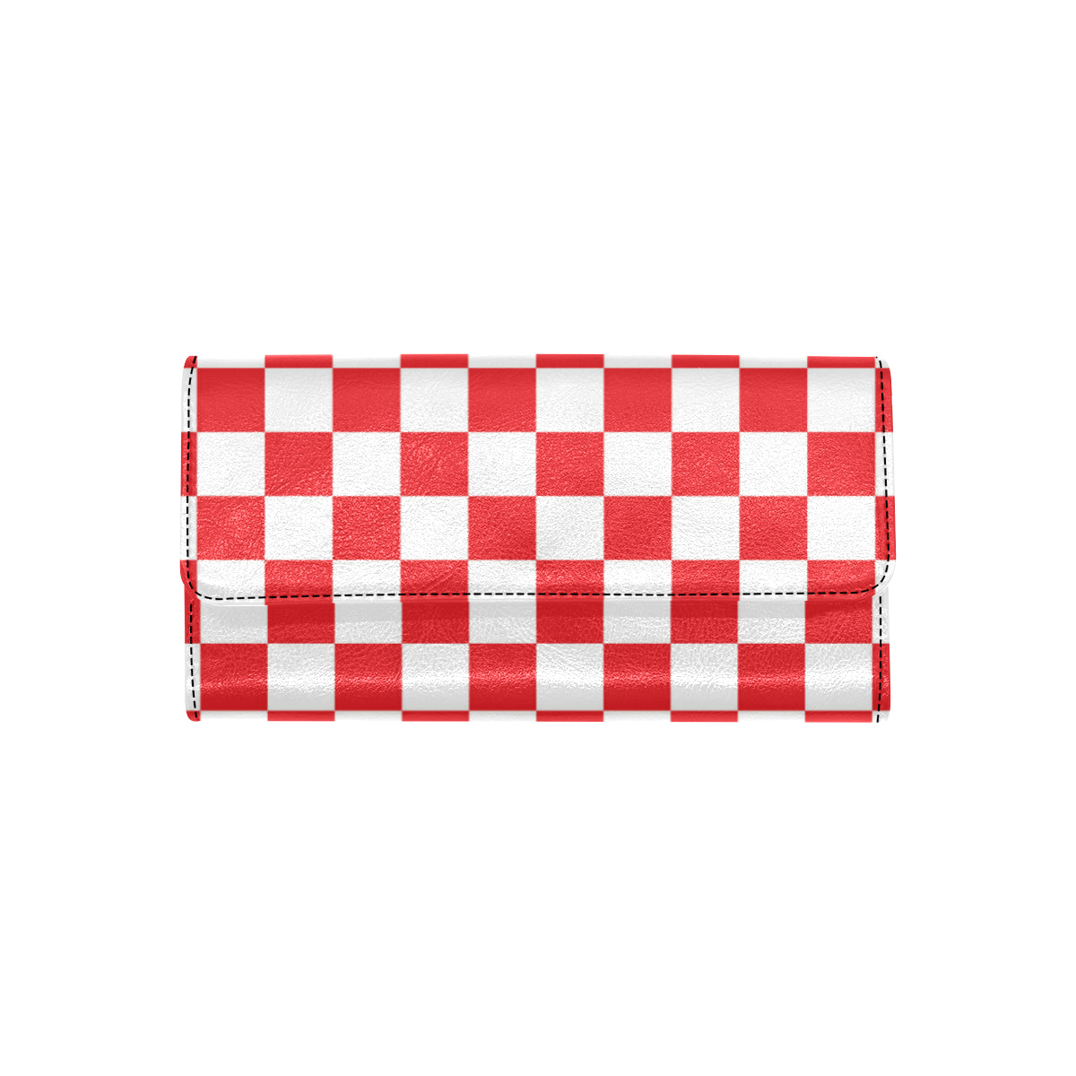 Checkered Red Pattern Print Design 04 Women's Trifold Wallet