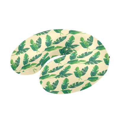 Banana Leaf Pattern Print Design 01 U-Shaped Travel Neck Pillow