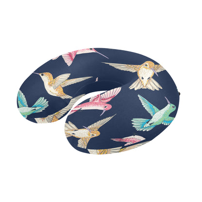 Hummingbird Cute Pattern Print Design 01 U-Shaped Travel Neck Pillow