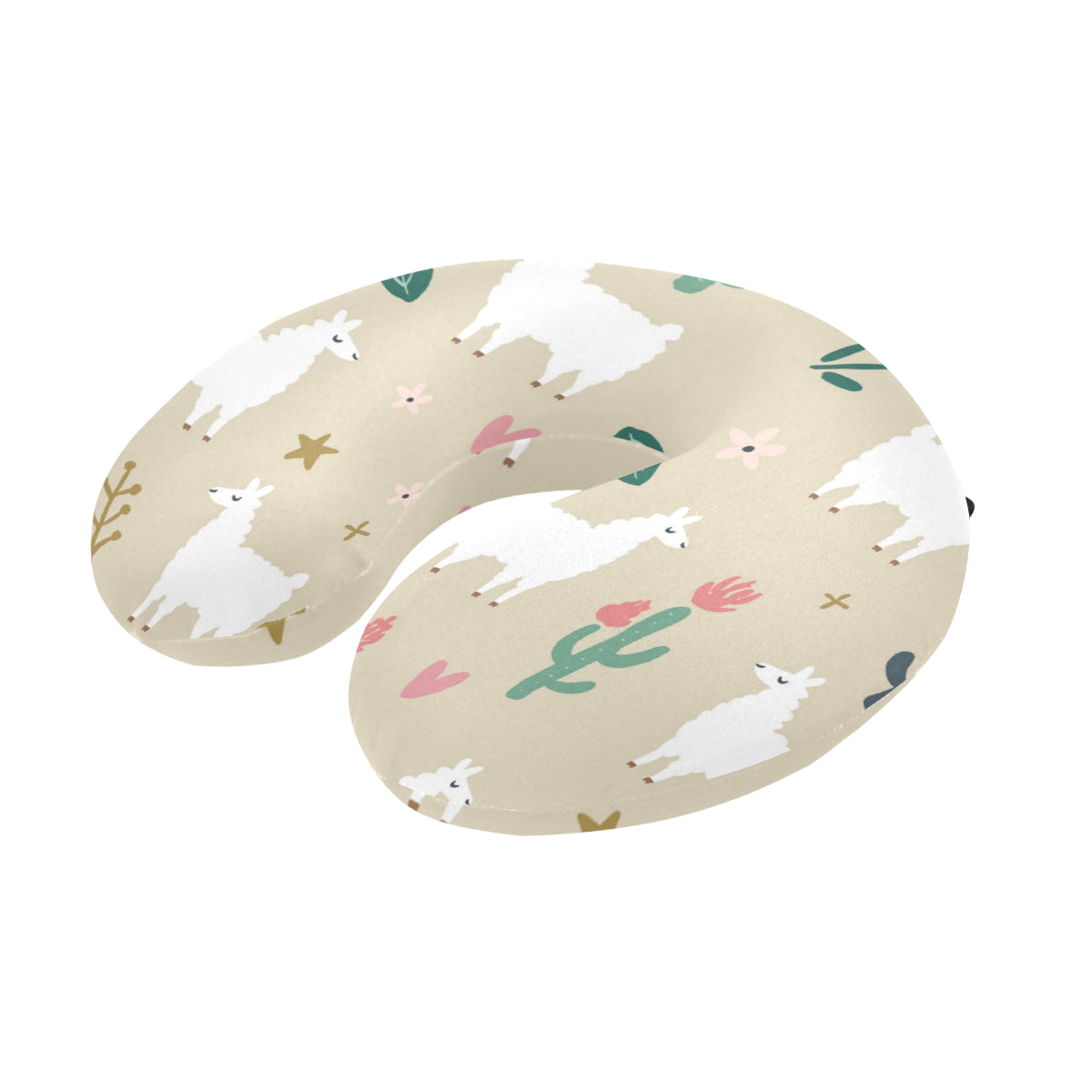 Llama Cactus Pattern Print Design 09 U-Shaped Travel Neck Pillow
