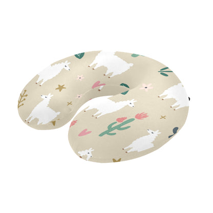 Llama Cactus Pattern Print Design 09 U-Shaped Travel Neck Pillow