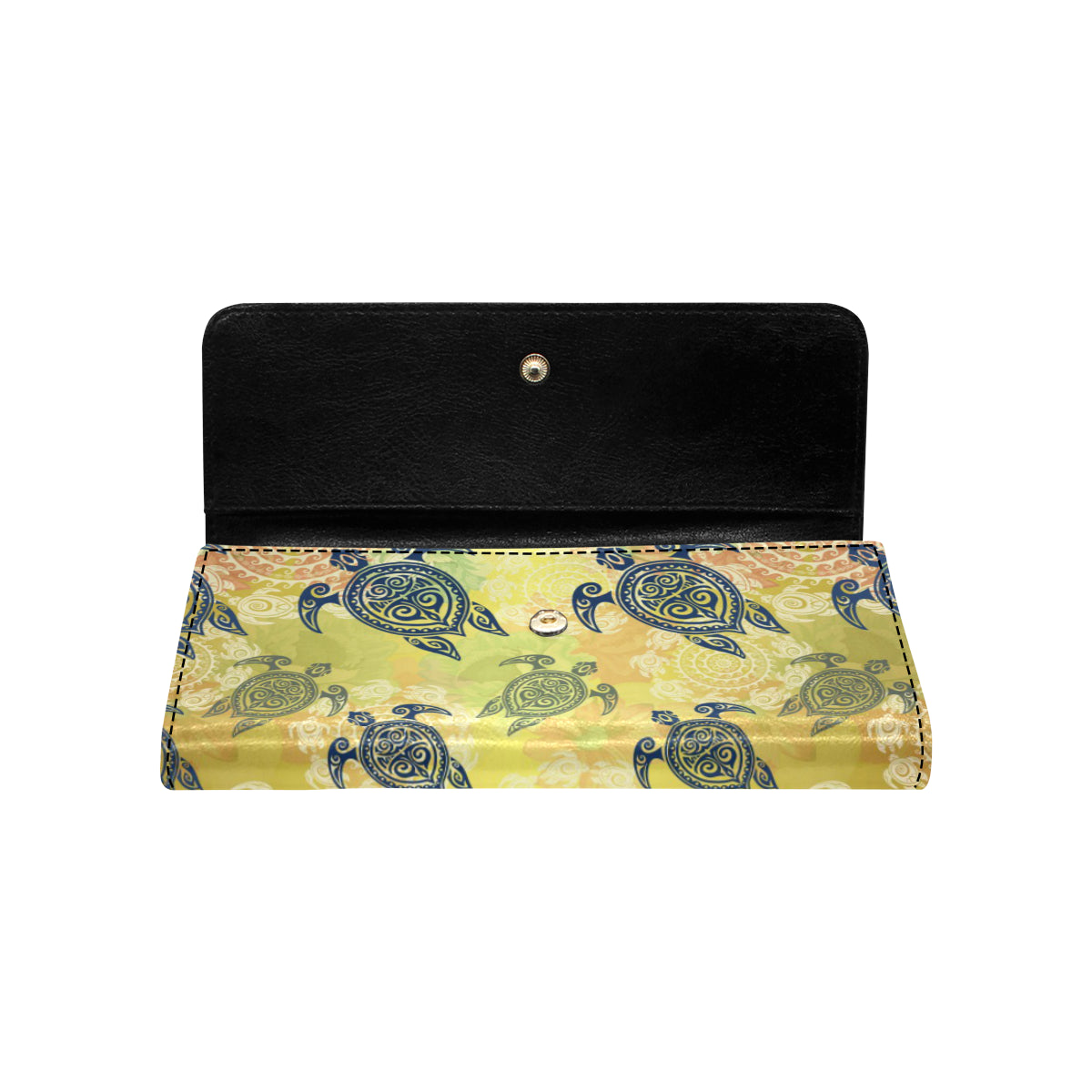 Hawaiian Turtle Tribal Design Print Women's Trifold Wallet