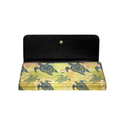 Hawaiian Turtle Tribal Design Print Women's Trifold Wallet