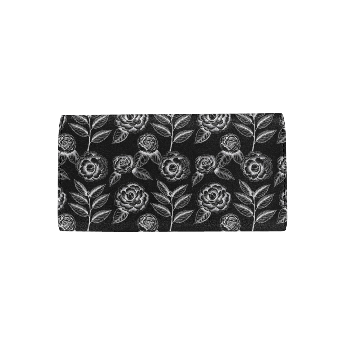 Camellia Pattern Print Design 02 Women's Trifold Wallet