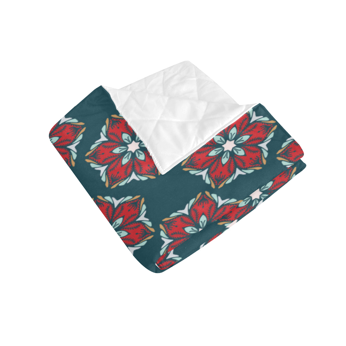 Poinsettia Pattern Print Design A03 Premium Quilt