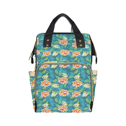 Plumeria Tropical Flower Design Print Diaper Bag Backpack