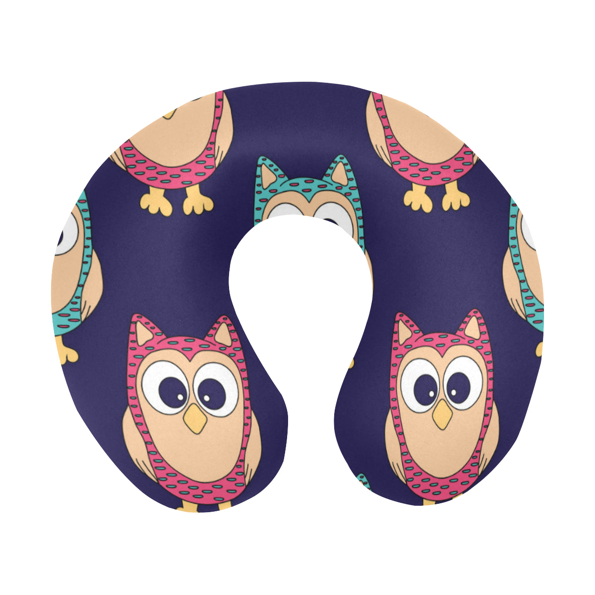 Owl Pattern Print Design A06 U-Shaped Travel Neck Pillow