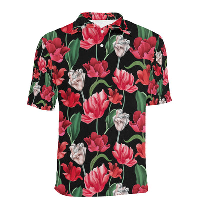 Tulip Pattern Print Design TP08 Men Polo Shirt
