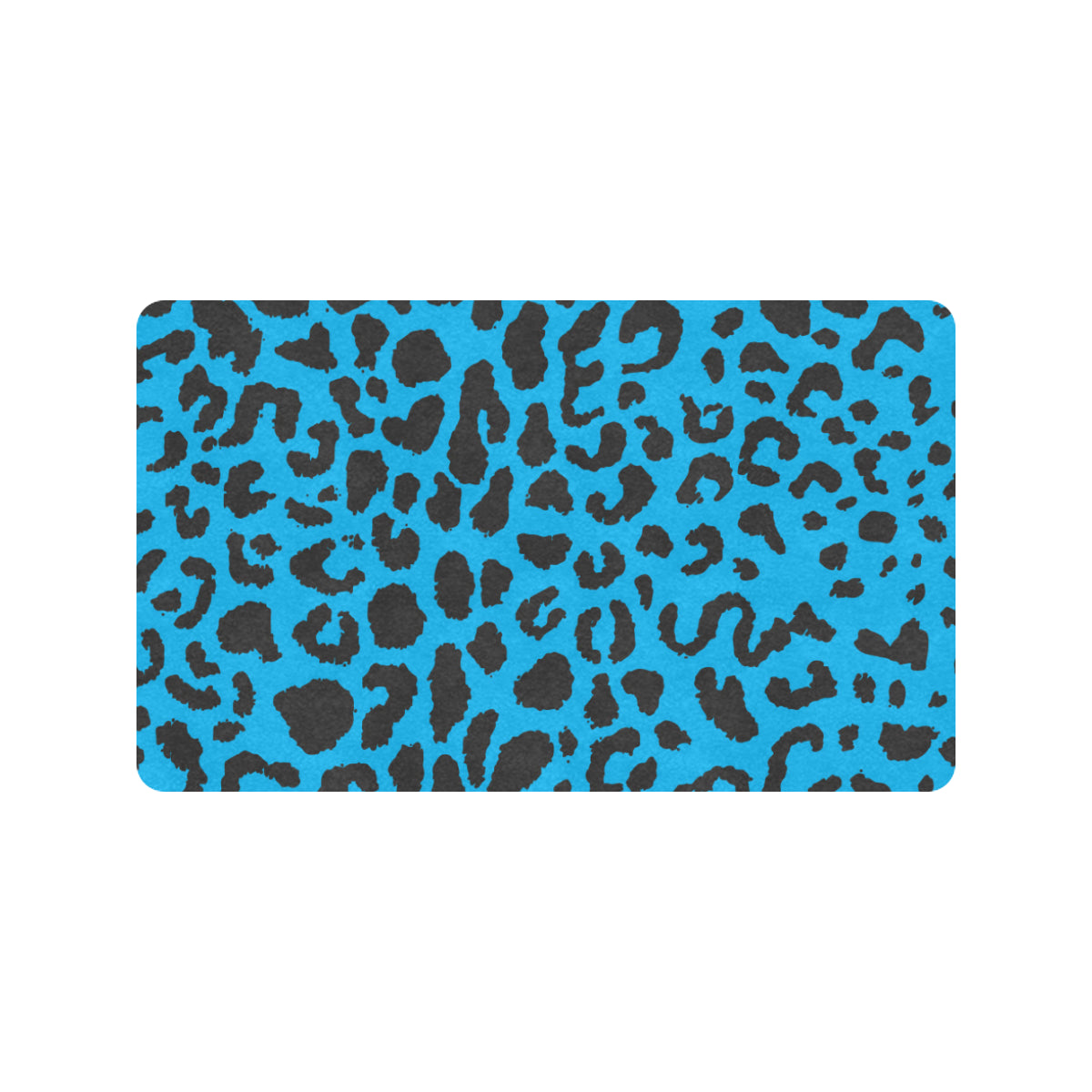 Cheetah Blue Print Pattern Rubber Doormat