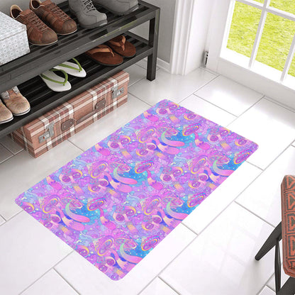 Psychedelic Trippy Mushroom Print Rubber Doormat