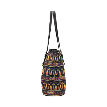 Totem Pole Design Leather Tote Bag