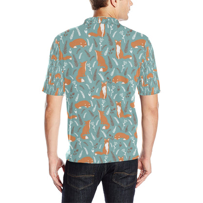 Fox Forest Print Pattern Men Polo Shirt