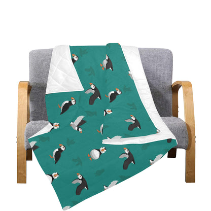 Puffin Pattern Print Design A02 Premium Quilt