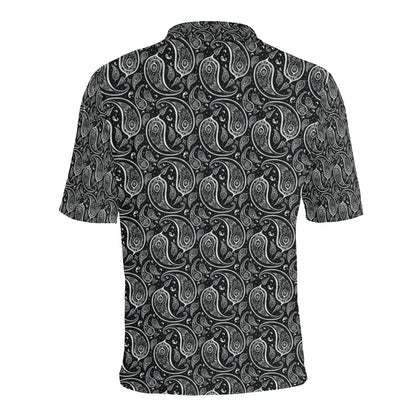 Paisley Black Design Print Men Polo Shirt