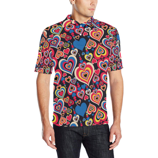 Heart Pattern Print Design HE08 Men Polo Shirt