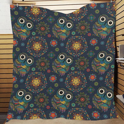 Owl Boho Style Pattern Print Design A04 Premium Quilt