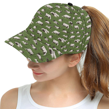 Cow on Grass Print Pattern Snapback Cap