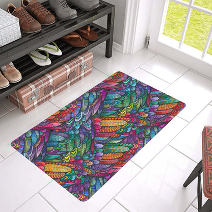Feather Multicolor Design Print Rubber Doormat