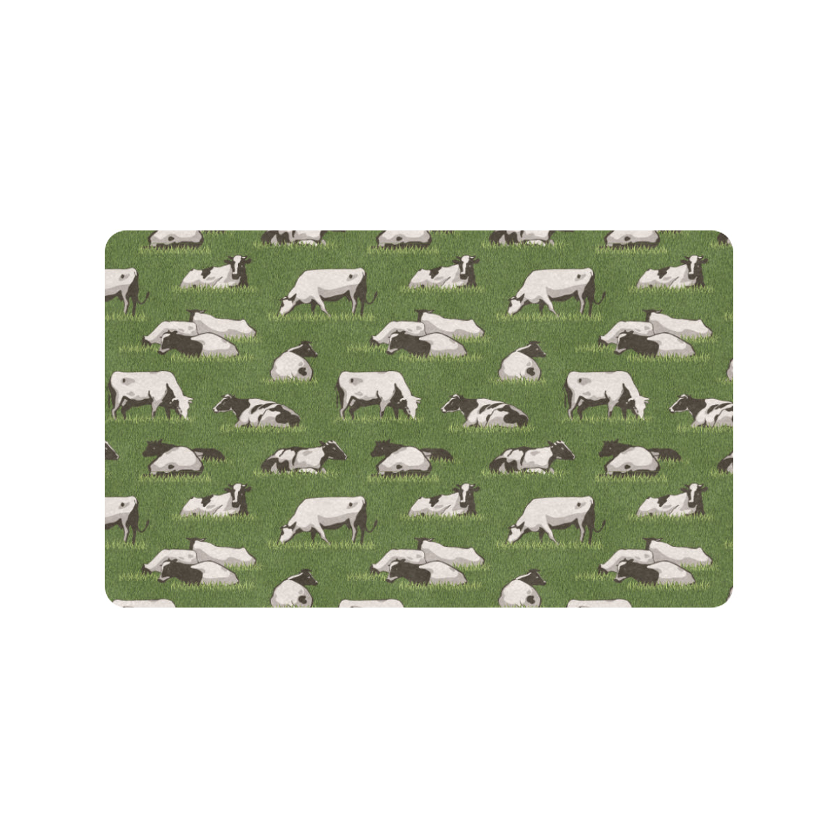 Cow on Grass Print Pattern Rubber Doormat