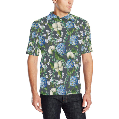 Hydrangea Pattern Print Design 02 Men Polo Shirt
