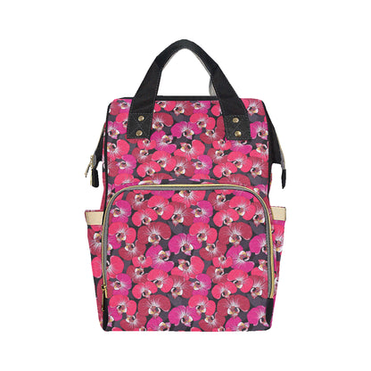 Orchid Red Pattern Print Design OR05 Diaper Bag Backpack