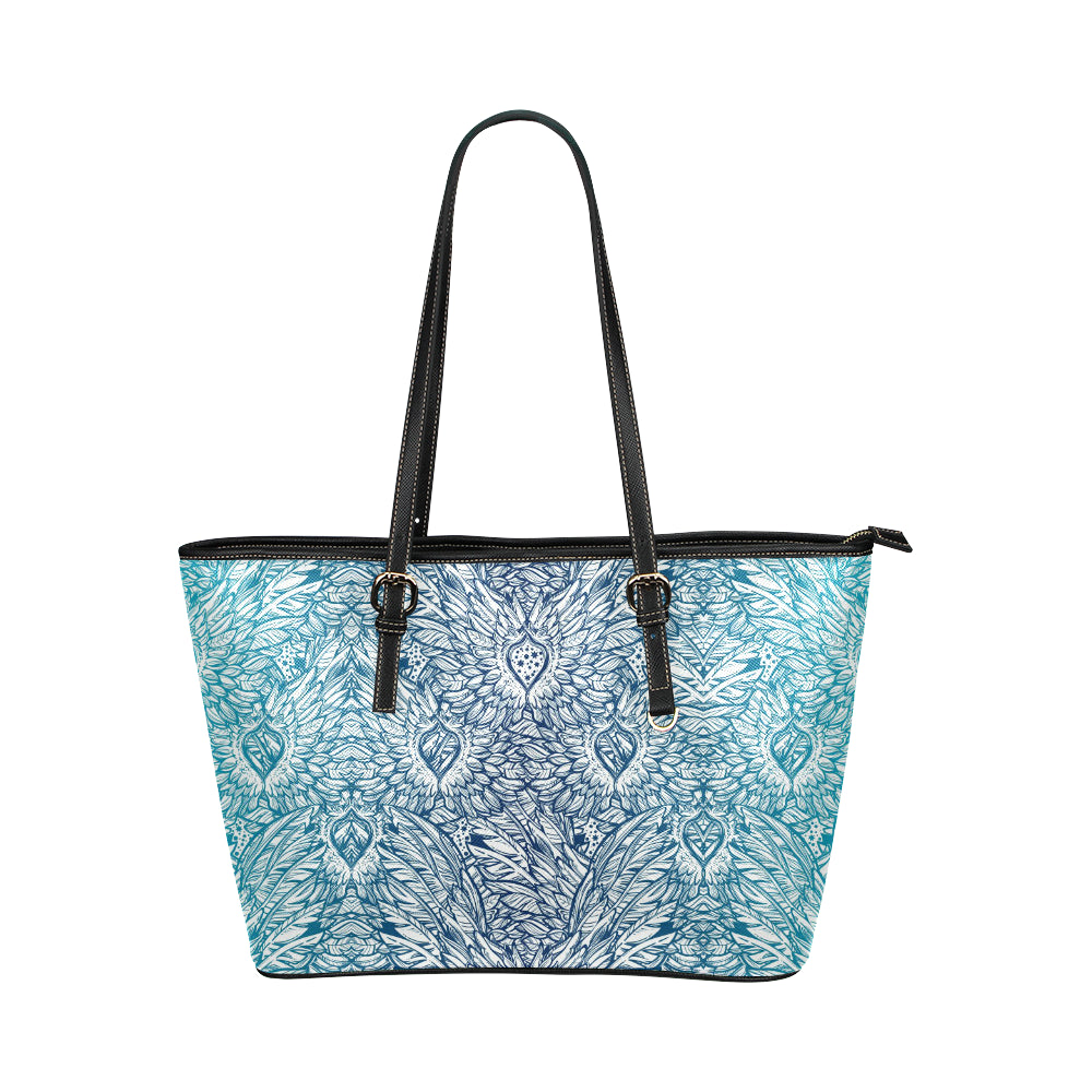 Angel Wings Boho Design Themed Print Leather Tote Bag