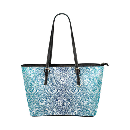Angel Wings Boho Design Themed Print Leather Tote Bag