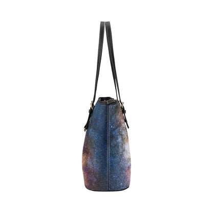Celestial Milky way Galaxy Leather Tote Bag