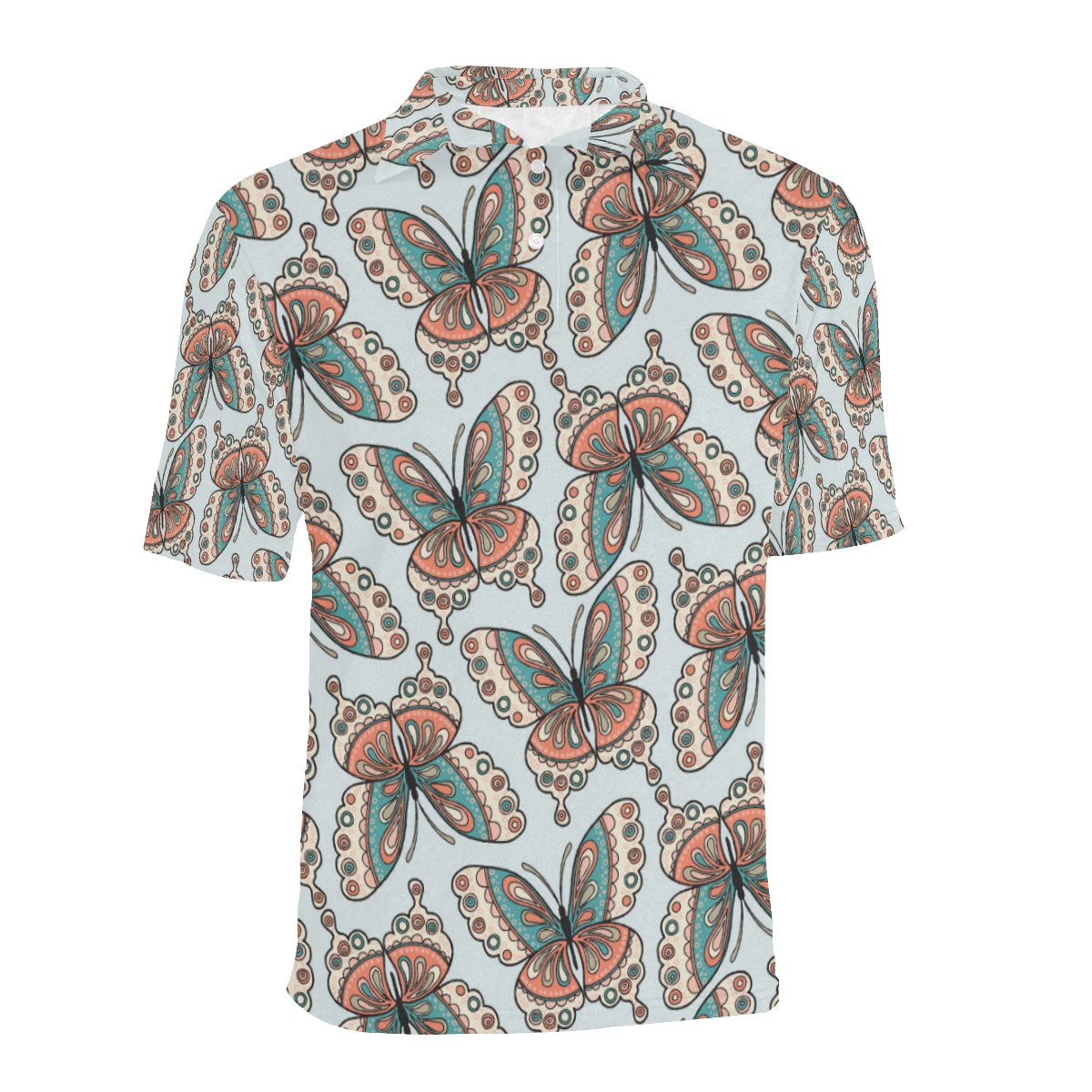 Butterfly Pattern Men Polo Shirt