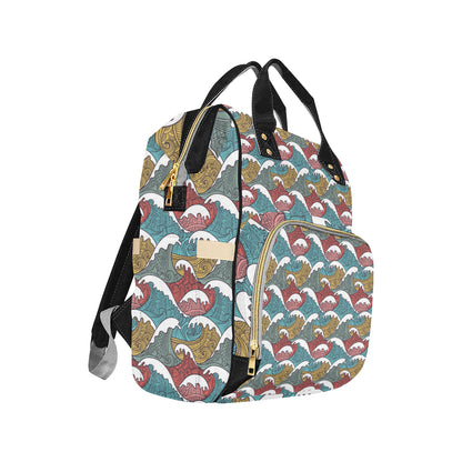 Tribal Wave Pattern Print Diaper Bag Backpack