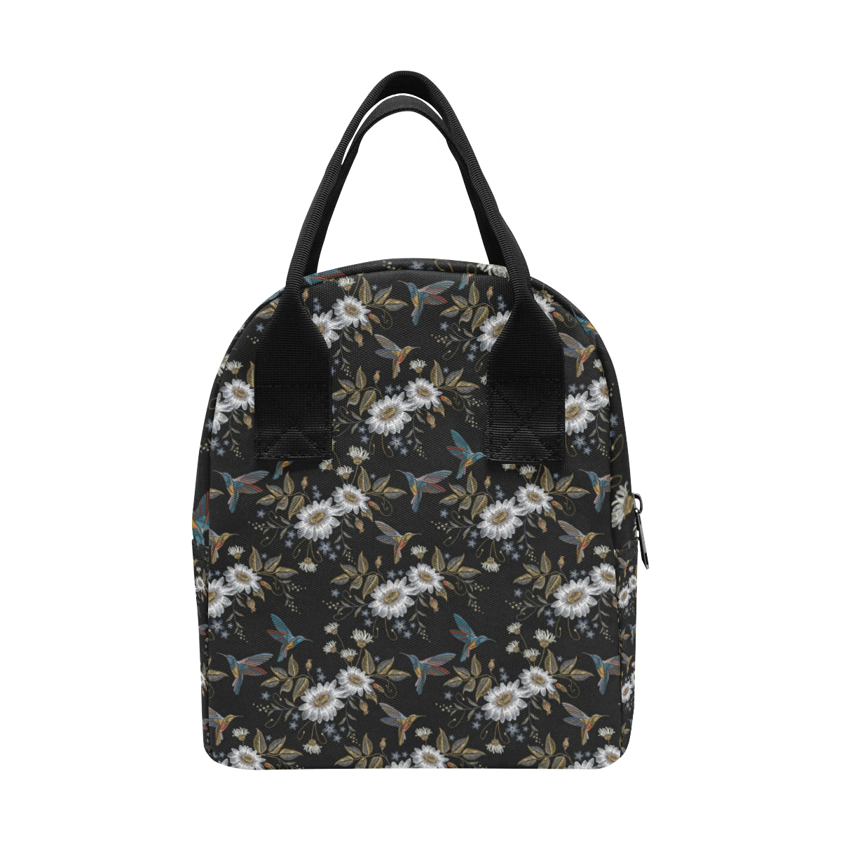 Hummingbird with Embroidery Themed Print Insulated Lunch Bag