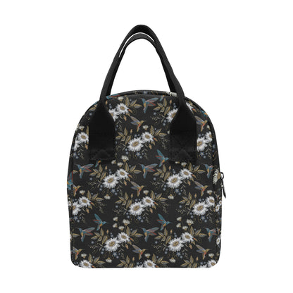 Hummingbird with Embroidery Themed Print Insulated Lunch Bag