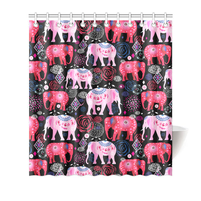 Pink Elephant Pattern Shower Curtain