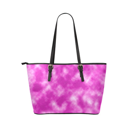 Tie Dye Pink Design Print Leather Tote Bag