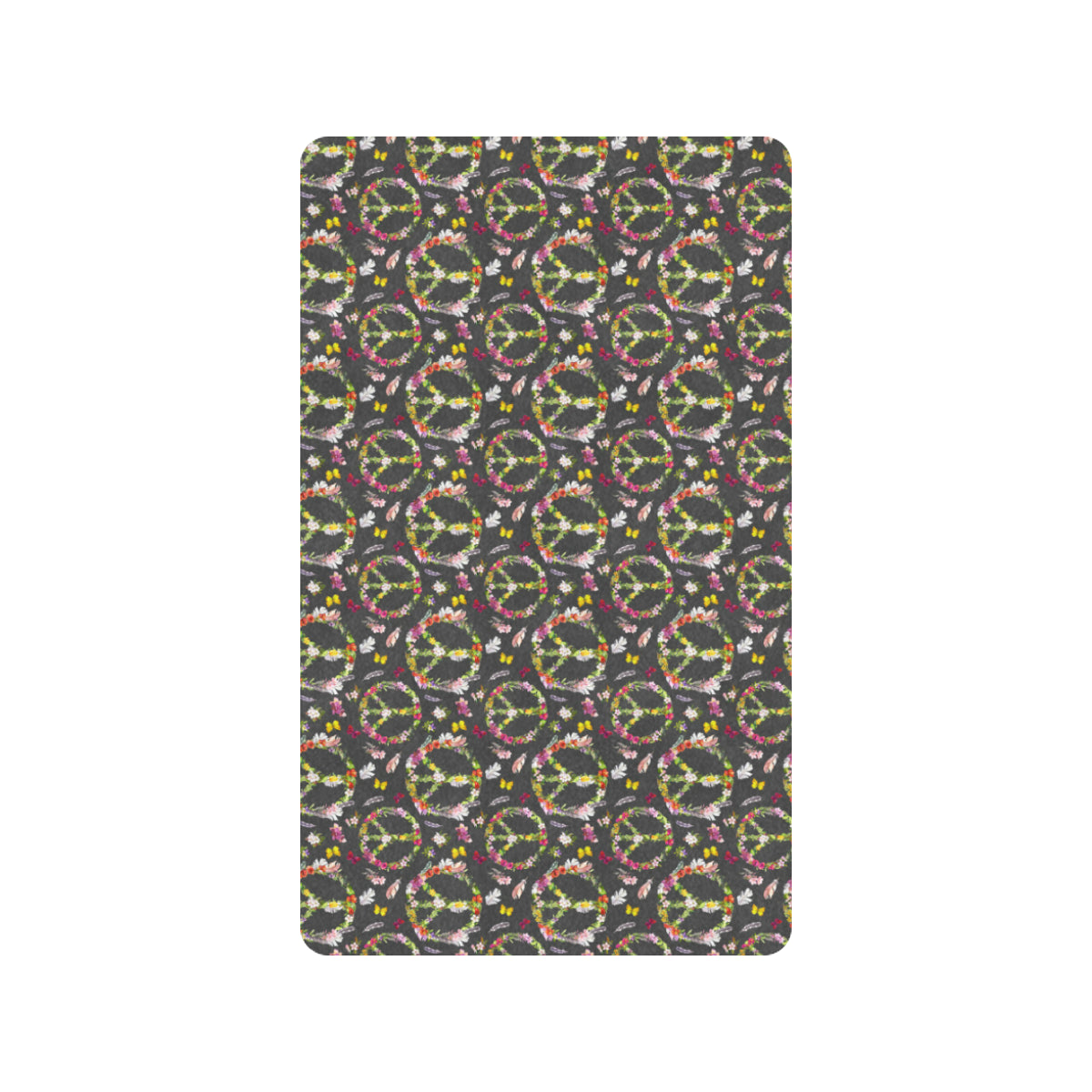 Peace Sign flowers Design Print Rubber Doormat