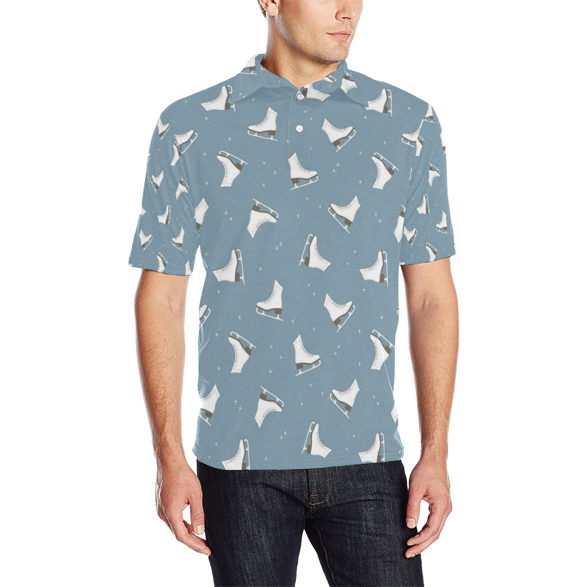 Ice Skate Pattern Print Design 02 Men Polo Shirt