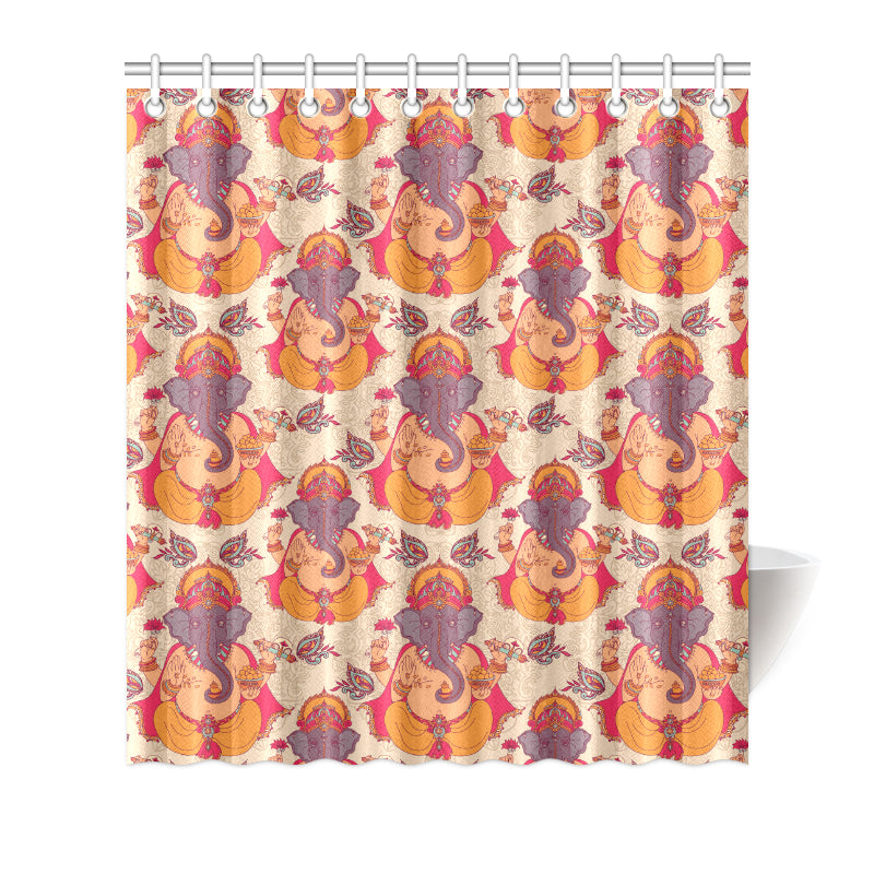 Ganesha Indian Pattern Print Design 02 Shower Curtain