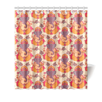 Ganesha Indian Pattern Print Design 02 Shower Curtain