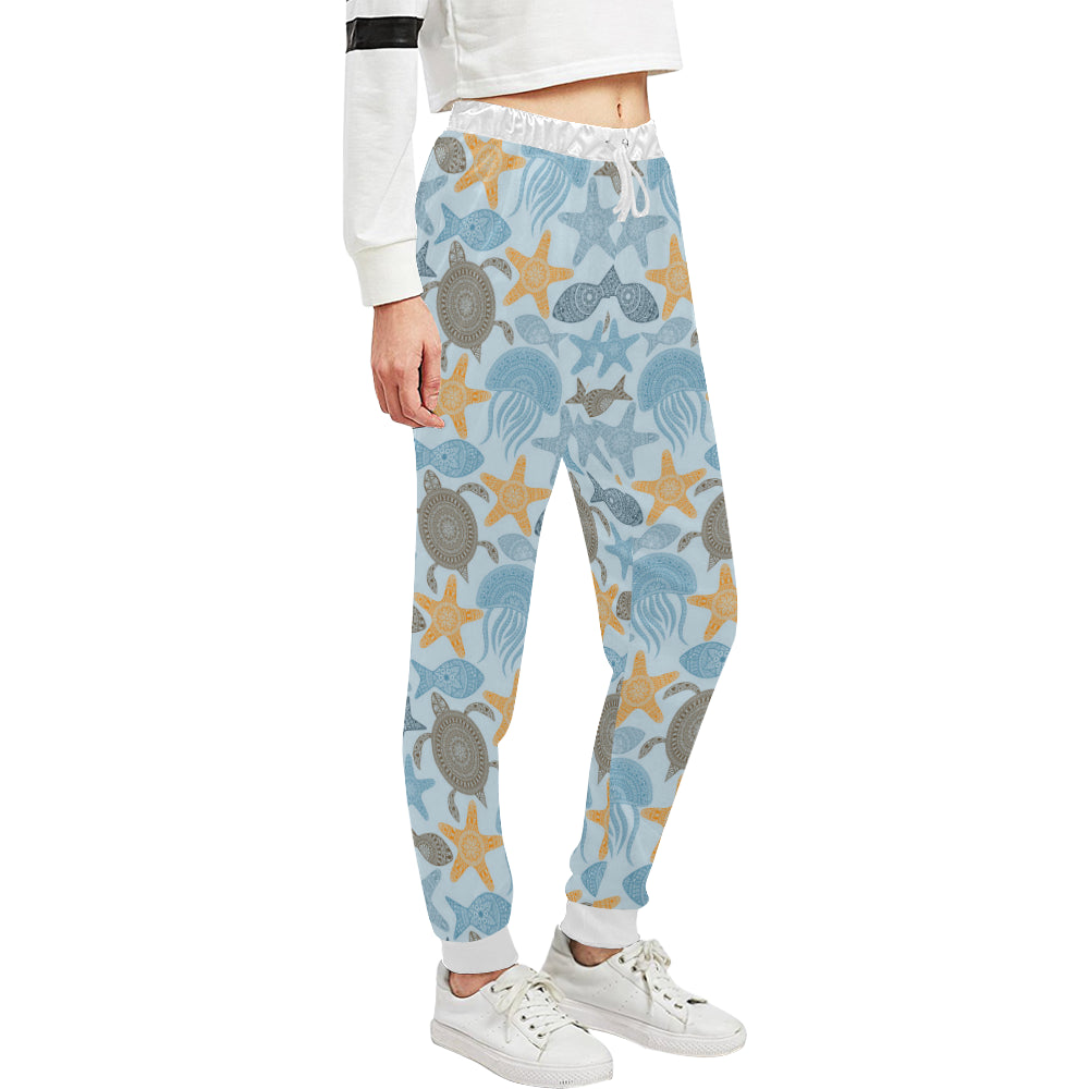 Polynesian Jellyfish Turtle Print Unisex Sweatpants