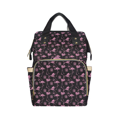 Flamingo Pink Print Pattern Diaper Bag Backpack