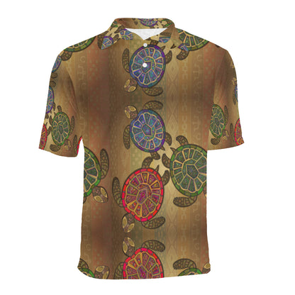 Sea Turtle Tribal Colorful Men Polo Shirt