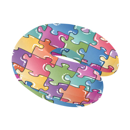 Puzzle Pattern Print Design A05 U-Shaped Travel Neck Pillow
