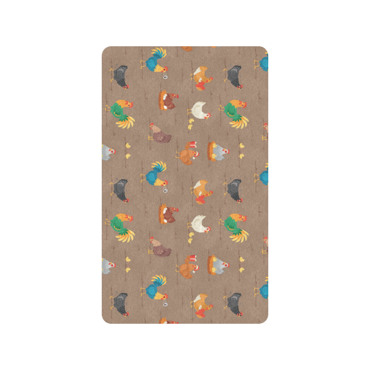 Chicken Happy Print Pattern Rubber Doormat