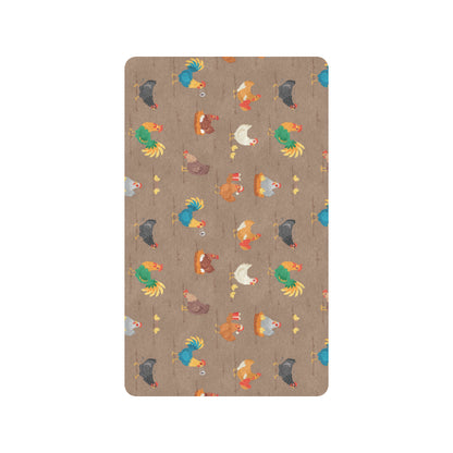 Chicken Happy Print Pattern Rubber Doormat