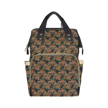 Horse Embroidery with Flower Design Diaper Bag Backpack