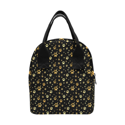 Paw Gold Print Insulated Lunch Bag