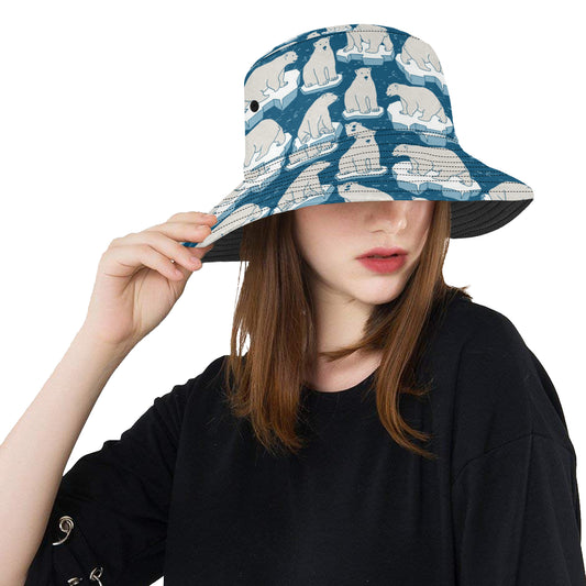 Polar Bear Pattern Print Design PB03 Unisex Bucket Hat