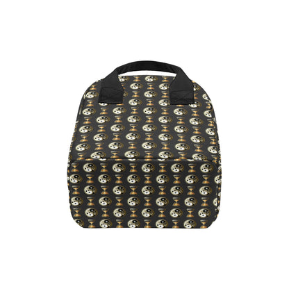 Yin Yang Skull Themed Design Print Insulated Lunch Bag