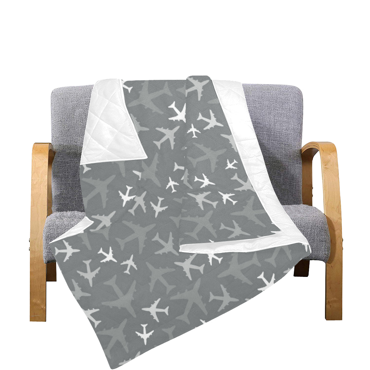 Airplane Pattern Print Design 02 Premium Quilt